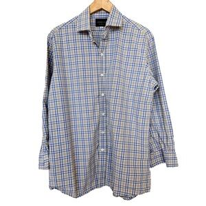 Ledbury Men's Plaid Long Sleeve Button-Up Shirt Multicolor Size 16.5” Cotton